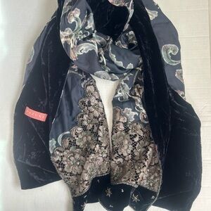 Pazuki London Long Rectangular Velvet Silk Scarf